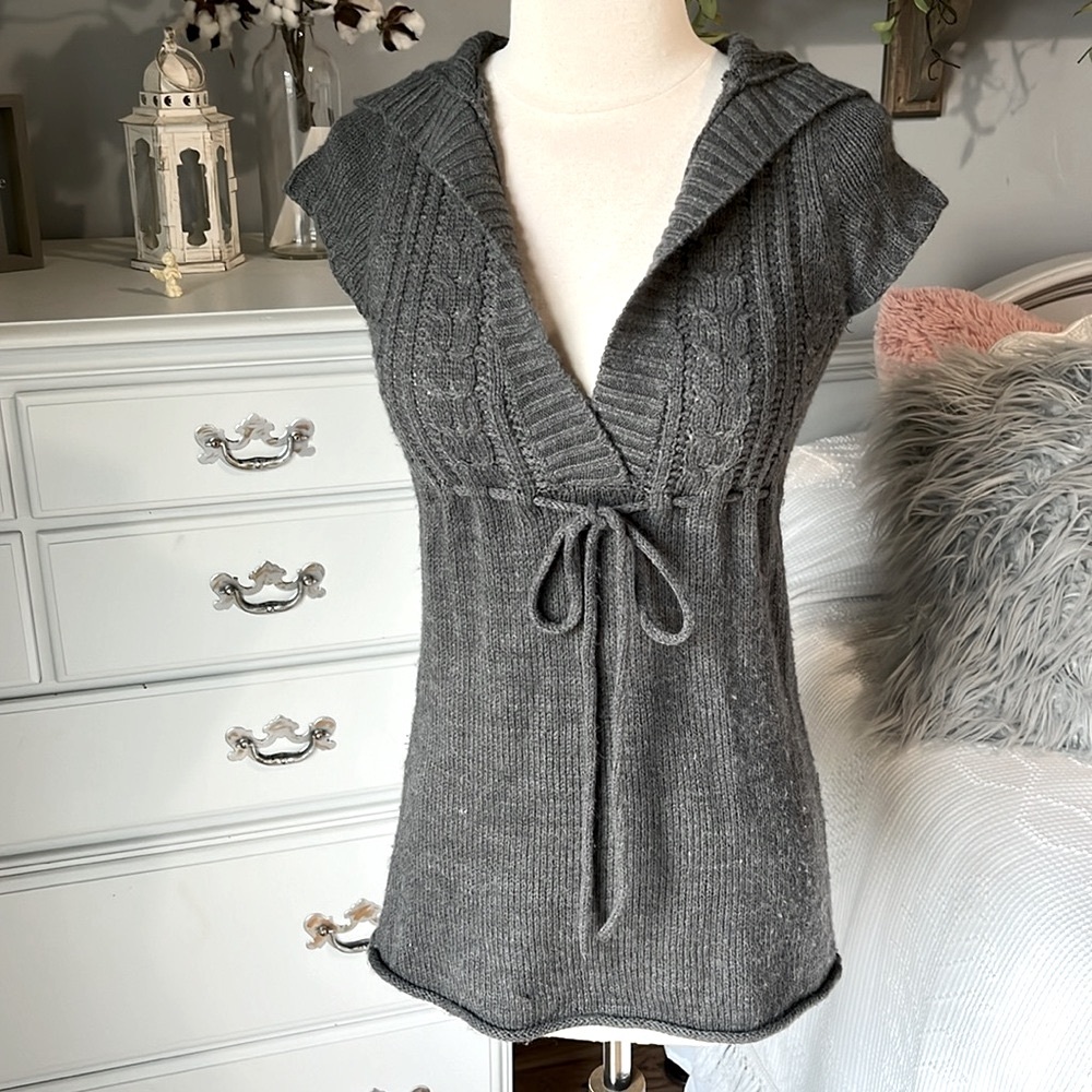 Hooded Sweater Gray Pullover Womens Small Acrylic Womens Small - Picture 8 of 15